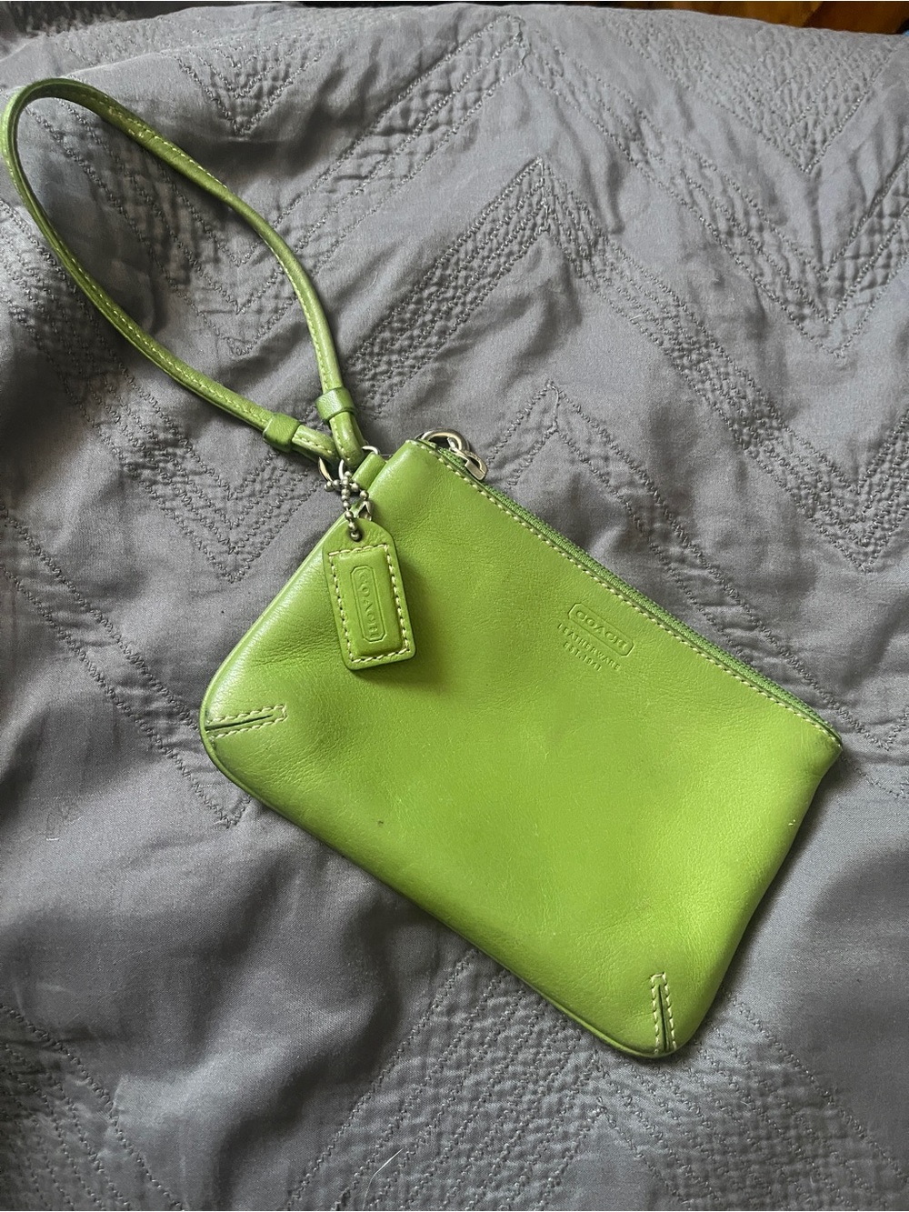 Coach Lime Green Leather Wristlet